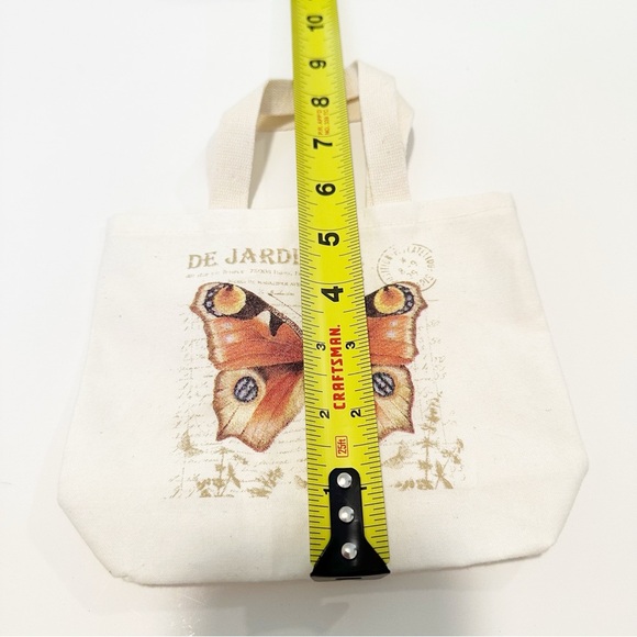 Butterfly Micro Mini Fabric Cloth Canvas Tote Bag - Picture 2 of 5